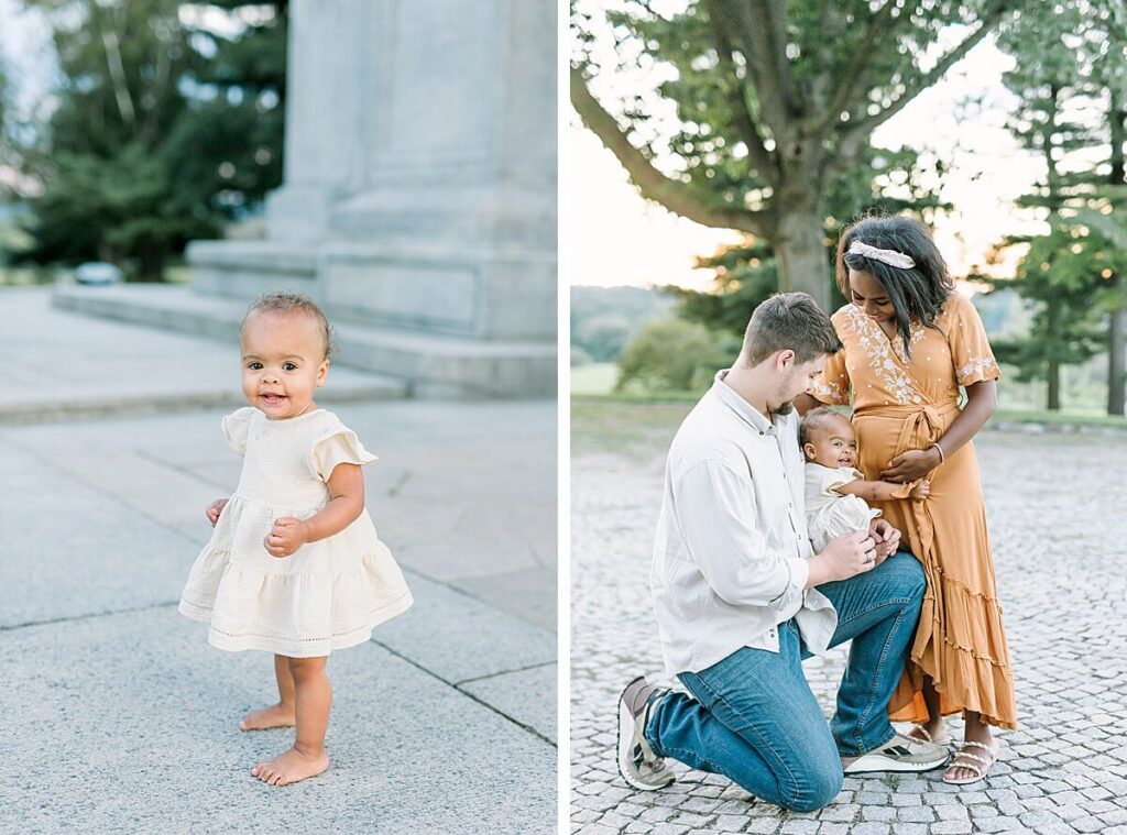 Maternity photos of mother, father, and toddler girl, by Bergen County maternity photographer Christina Claire Photography