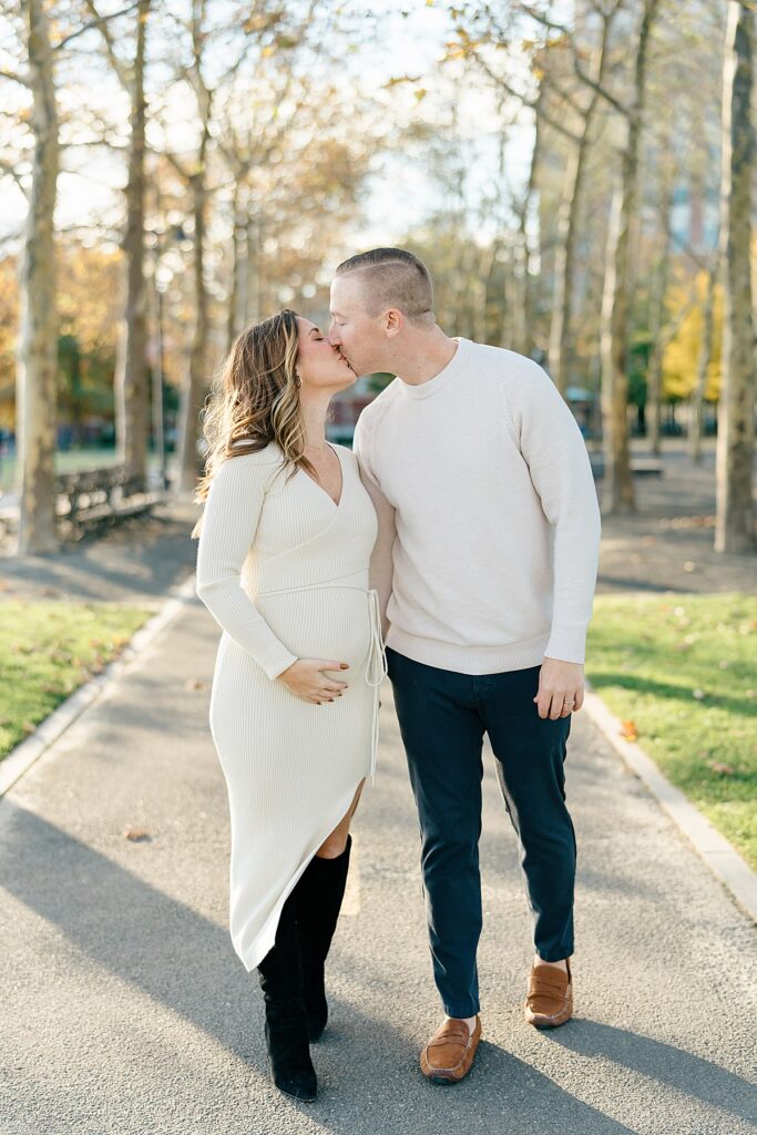 Hoboken Maternity Photographer, Christina Claire Photography, shares images of expectant couple at Pier A