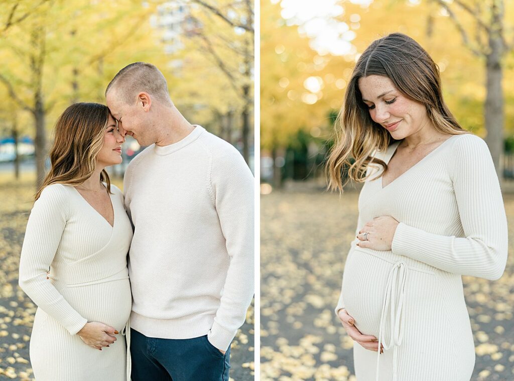 Hoboken Maternity Photographer shares fall maternity session at Pier A